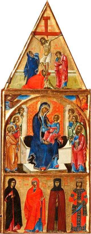 三联画，中幅：圣彼得、圣保罗、天使等崇拜的圣母子
