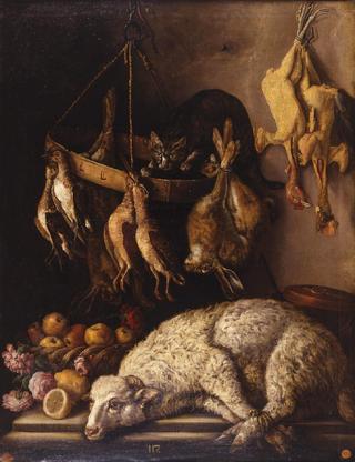 Still life with lamb and birds