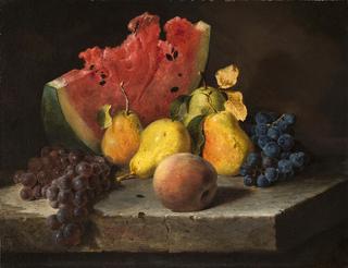 Still Life with Watermelon, Pears, and Grapes