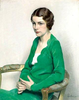 Portrait of a Lady Wearing a Green Dress