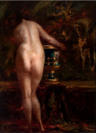 Nude with a Vase by the Rubens Painting "Perseus and Andromeda”