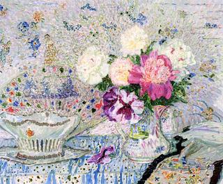 Still Life with Bouquet, Basket and Fan