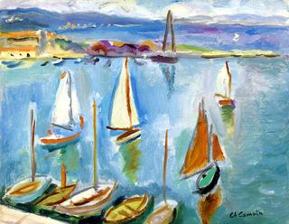 Four Small Sailboats in the Port of Sant-Tropez