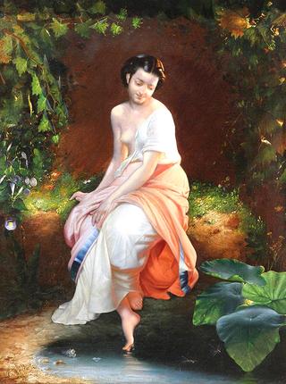 Lady Seated by a Pond