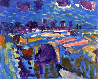 Night Landscape with Gaswerk Schlieren Unterengstringen