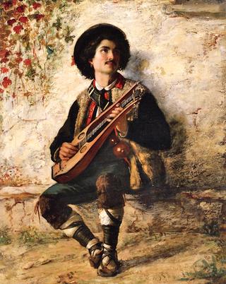 Man with lyre guitar