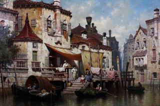 View of Venetian Canal with Figures