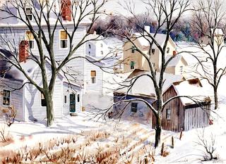 Houses in a Snowy Landscape