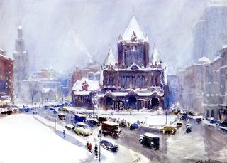 Trinity Church, Copley Square in Winter