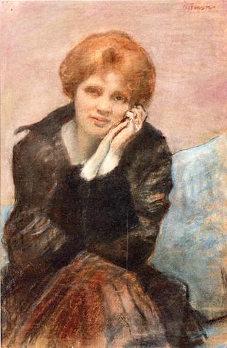 Woman Seated, Resting Face in Hands