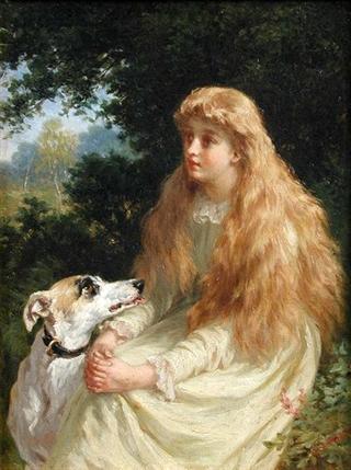 Portrait of a Young Girl with Her Greyhound