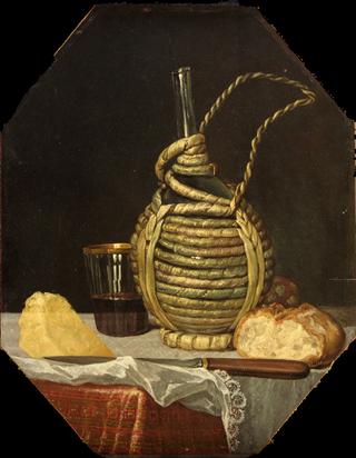 Still Life with Fiasque, Glass and Bread
