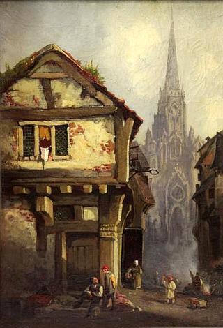 Village Scene with Cathedral