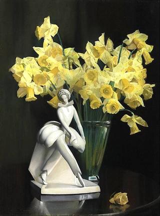 Still Life, Daffodils and a White China dancer