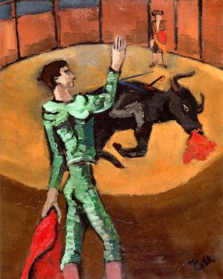 Arena with Bullfighters and Dying Bull