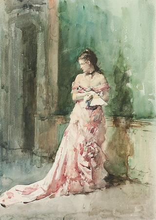 Portrait of a Lady in an Evening Dress with a Fan