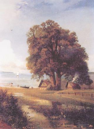 Landscape with Cottages by the Lake