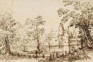 Landscape with buildings at water