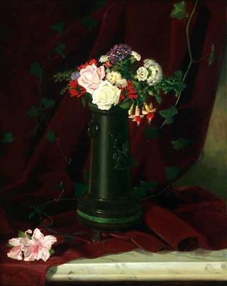 Floral Still Life with Marble Table Top