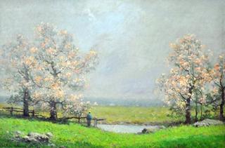 Flowering Trees in a Landscape with Figure