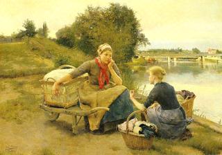 Washerwomen on a River Bank