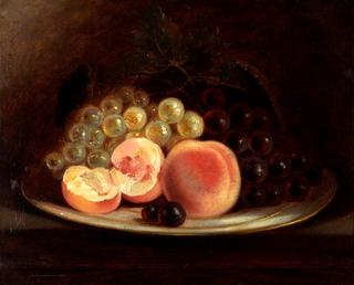 A Plate of Peaches and Grapes