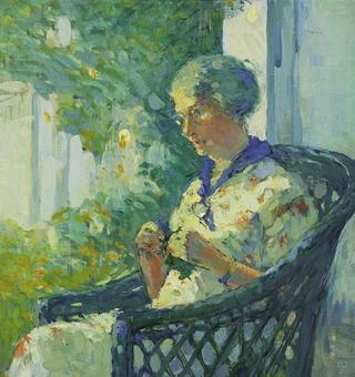 Knitting on the Porch