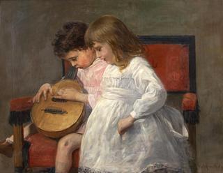 Siblings with a Lute