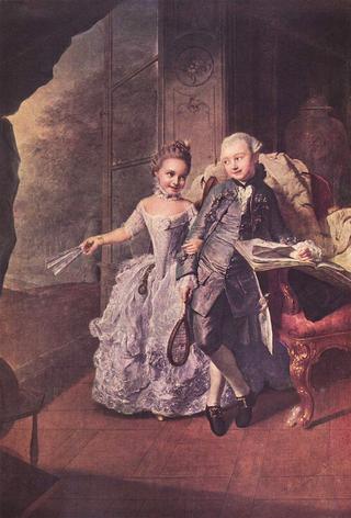 后来的弗雷德里克·弗朗西斯一世、梅克伦堡大公爵施韦林和他的妹妹索菲亚的肖像