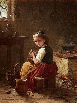 Little Scullery Maid Peeling Potatoes