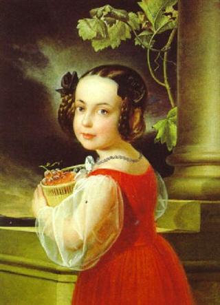 Portrait of a Girl with a Basket of Grapes