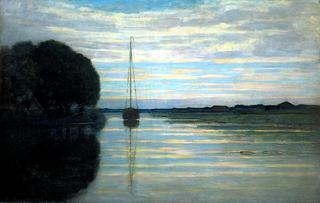 River View with a Boat: Sun
