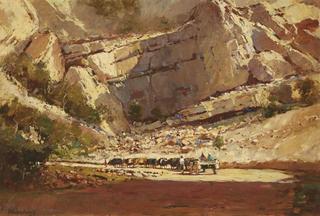 Ox Cart in a Mountain Pass
