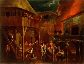 Fire in a Village with a Tavern