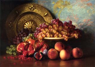 Figs, Pomegranates, Grapes, and Brass Plate