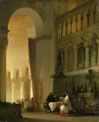 Baptism in a Neo-Romanesque Chapel