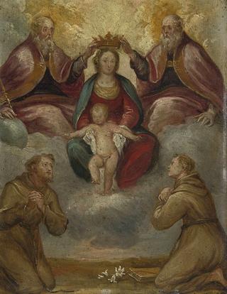 Madonna and Child crowned by the Trinity and Adored by Franciscan saints