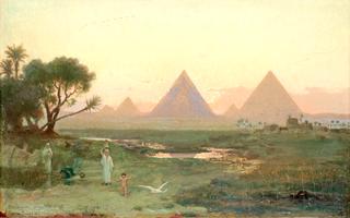 The Giza Pyramids from the Bank of the Nile