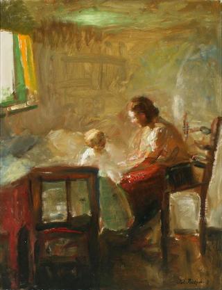Mother and child in the bedroom