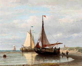 View of the Beach at Zandvoort with Fishing Boats