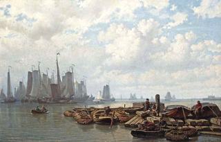 A Busy Day near the Vlothaven on the IJ, Amsterdam