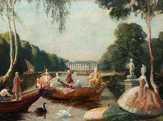 Baroque figures on a boating lake