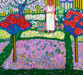 Woman in the Rose Garden