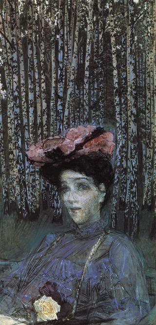 Portrait of Nadezhda Zabela-Vrubel with Birch Trees in the Background