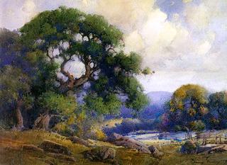 Landscape with Oaks and Stream