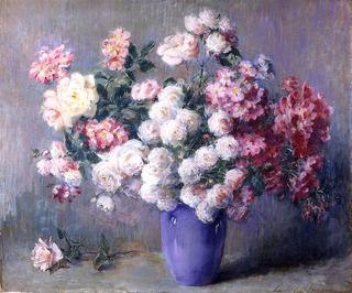 Roses in a Blue Vase