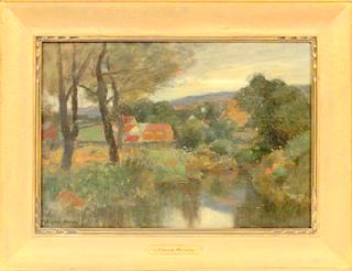 Landscape with Stream and Barns