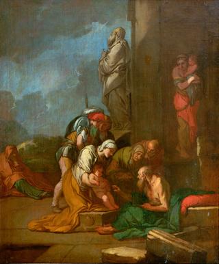Nymph Liriope Brings Her Son Narcissus to Tiresias