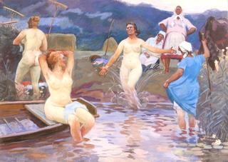 Peasant Women Bathing at Twilight after a Hard Day's Work