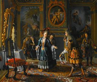 Interior with an Elegant Lady Receiving a Suitor